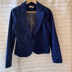 Kenar Blue Cropped Single Button Blazer Si…